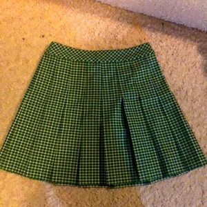 Sunday best green pleated plaid mini skirt
